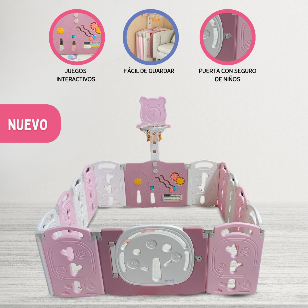 CORRAL DE JUEGOS DESARMABLE 14 PZAS «LITTLE TREE» PINK