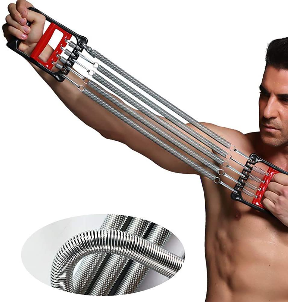 EXTENSOR DE PECHO DE METAL DE 5 RESORTES AJUSTABLE PARA MUSCULACIÓN PECTORALES Y BRAZOS