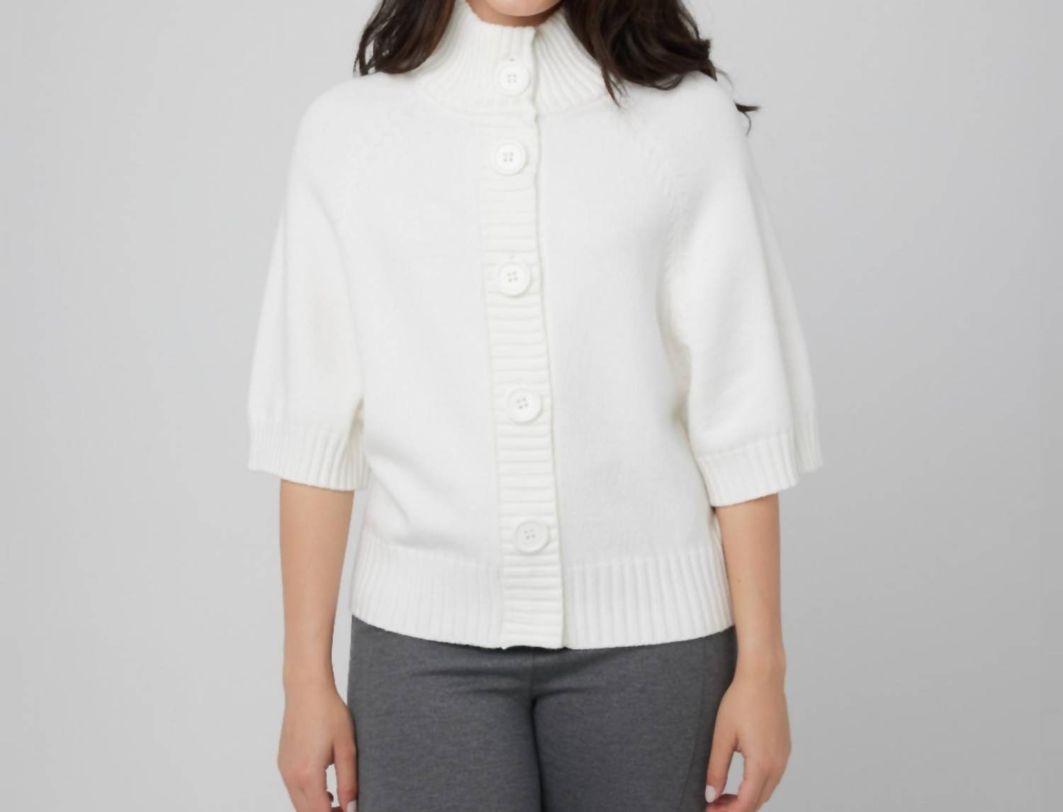 Coco Y Club Front Button Up Sweater In Off White