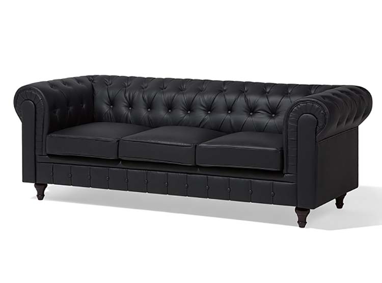 RABHE SOFÁ 3 CUERPOS CHESTERFIELD - NEGRO