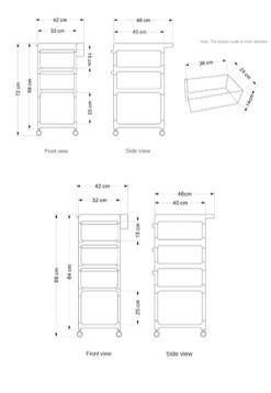 CARRITO ORGANIZADOR MULTIUSOS DE 3 NIVELES CON RUEDAS COLOR AZUL