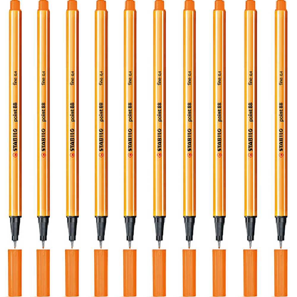 Stabilo 88 Point Fineliner Pen Fine (Orange) [Box 10]