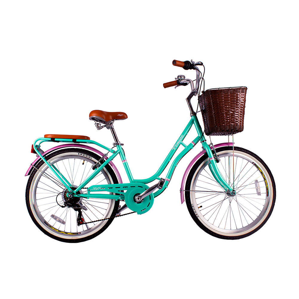 BICICLETA JEFF VINTAGE MINI VENICE ARO 24 VERDE JADE CON ROSA