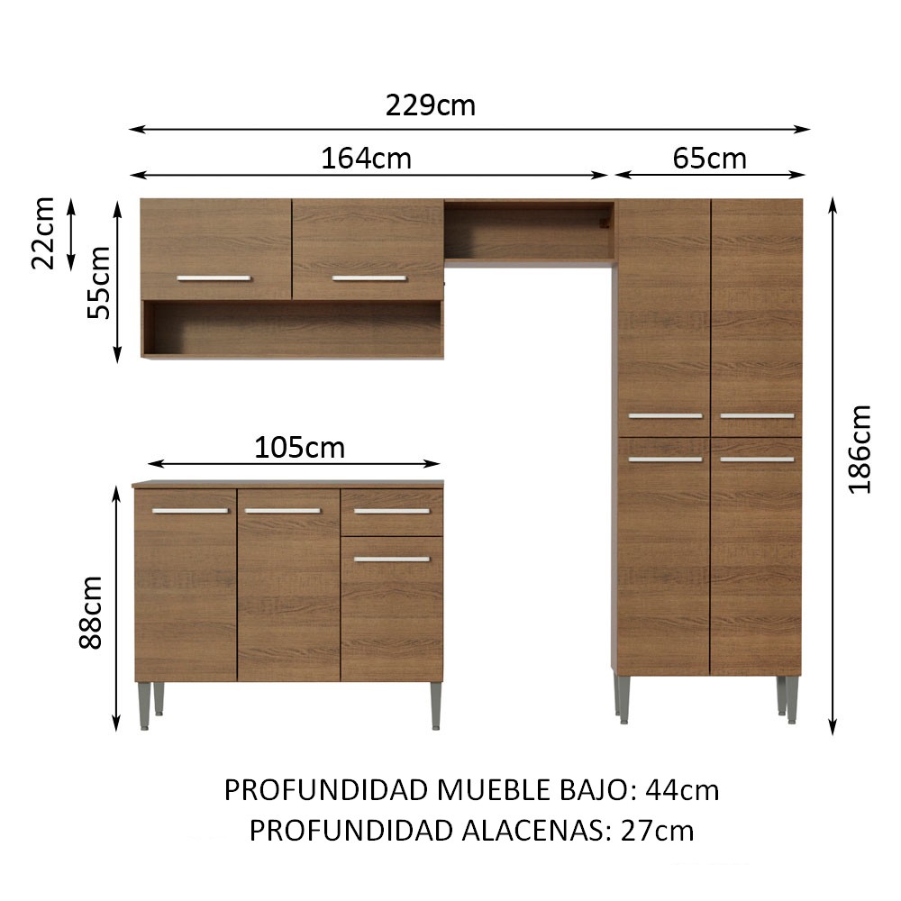 MUEBLE DE COCINA MADESA EMILLY 229 CM