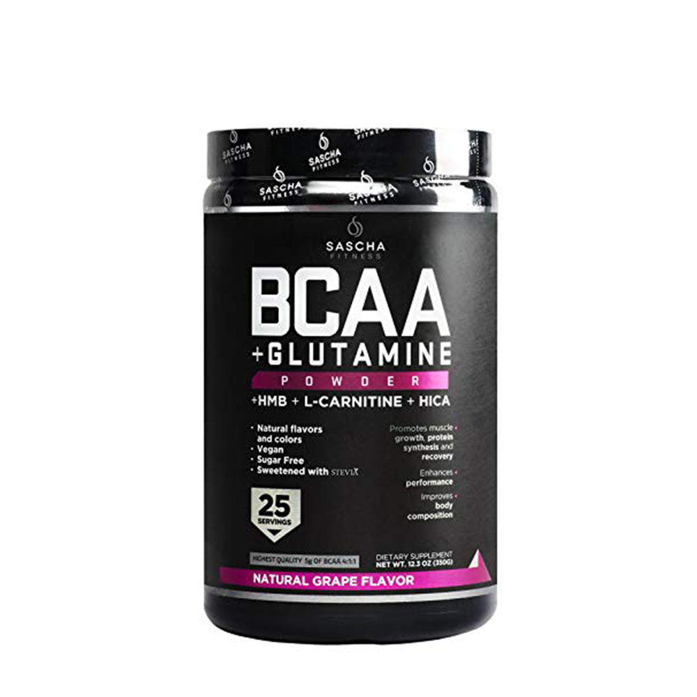 BCAA + GLUTAMINE SASCHA FITNESS 100% SELLADO GRAPE