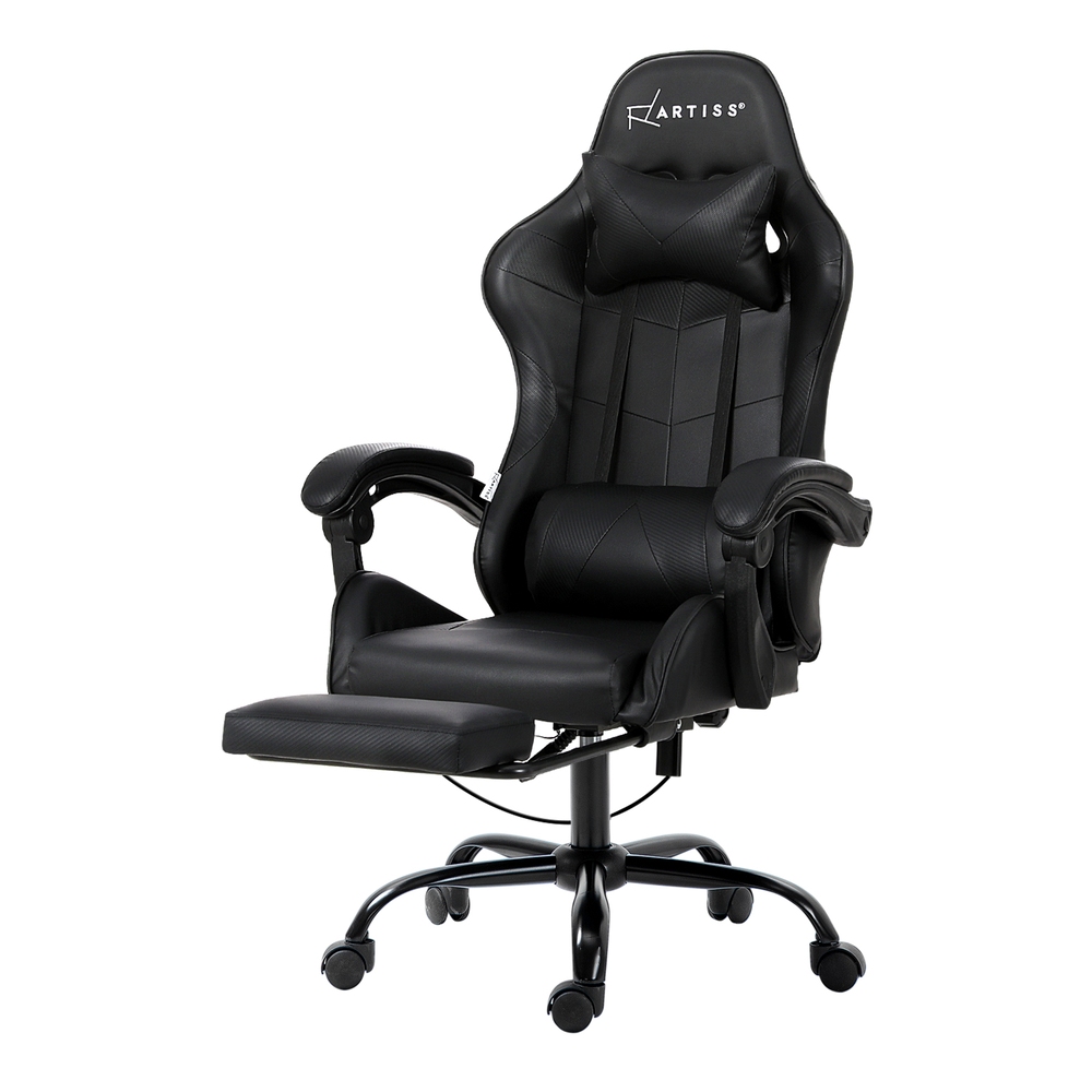 Artiss 6 Point Massage Gaming Office Chair Footrest (Black)