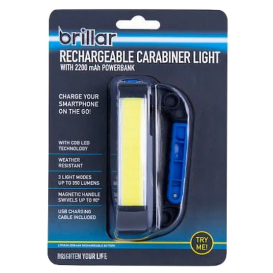 Brillar Carabiner Light with Powerbank 2200mAh