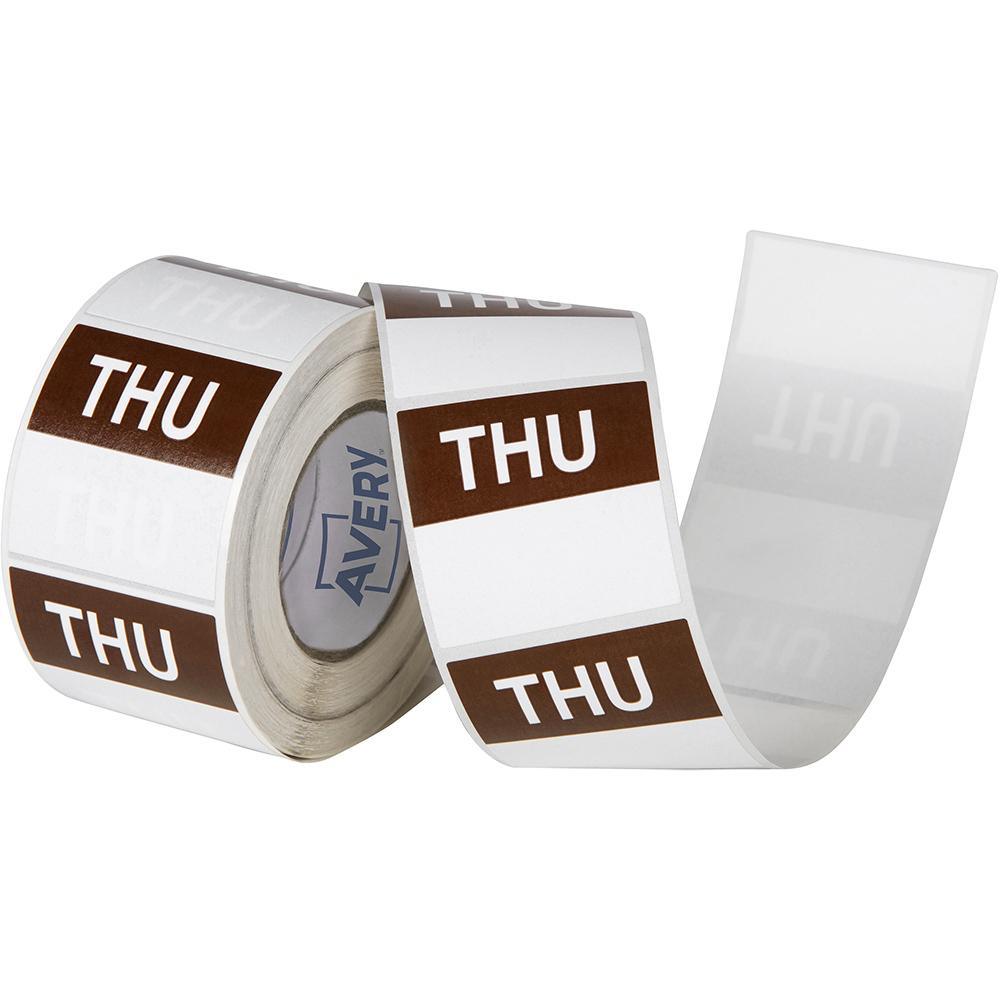 Avery 937339 Removable Day Label Thursday 40×40mm Brown/White Box 500