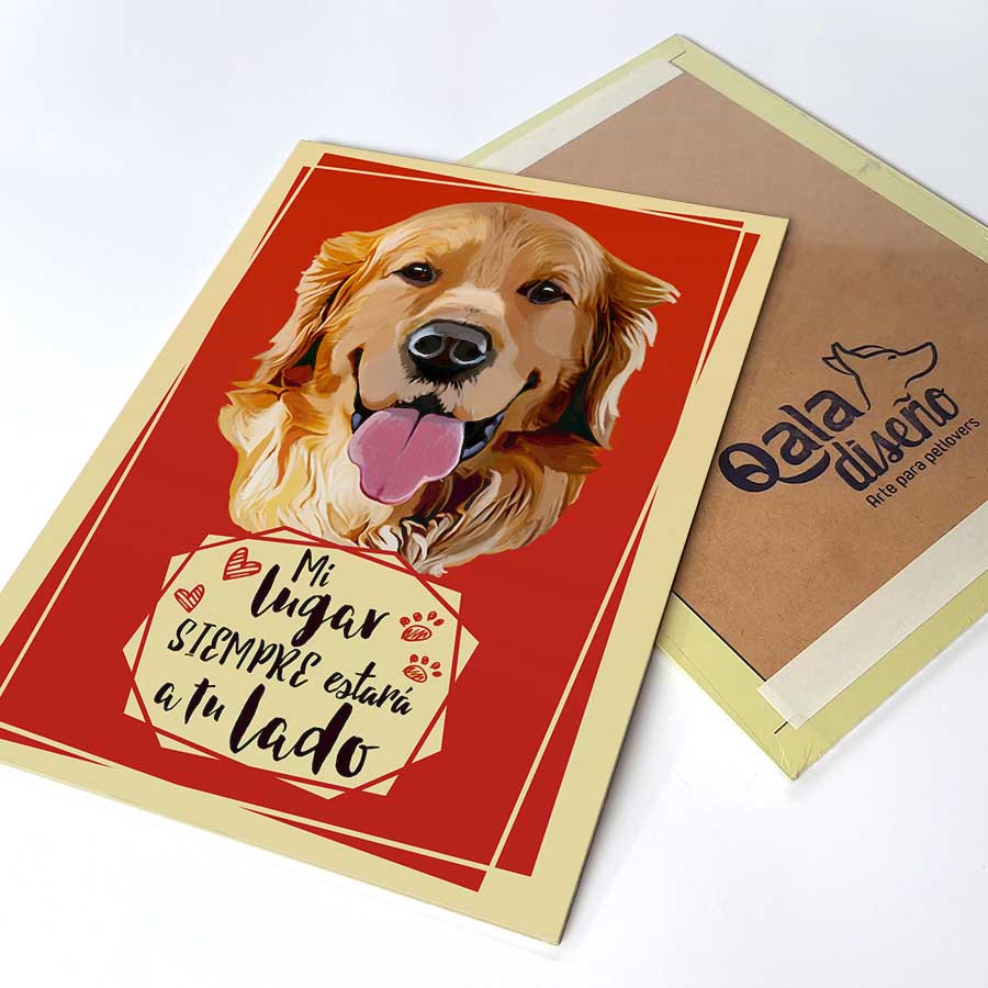 CUADRO DECORATIVO - QALA DISEÑO - PERRO GOLDEN - 30X22.5 CMS