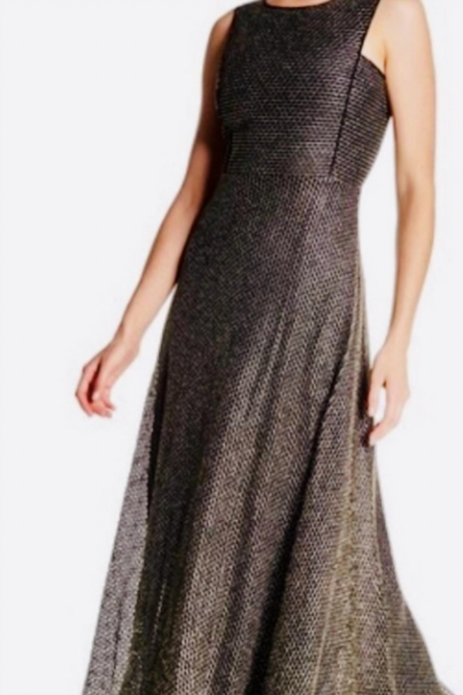 Gracia Black And Gold Long Dress In Black And Gold