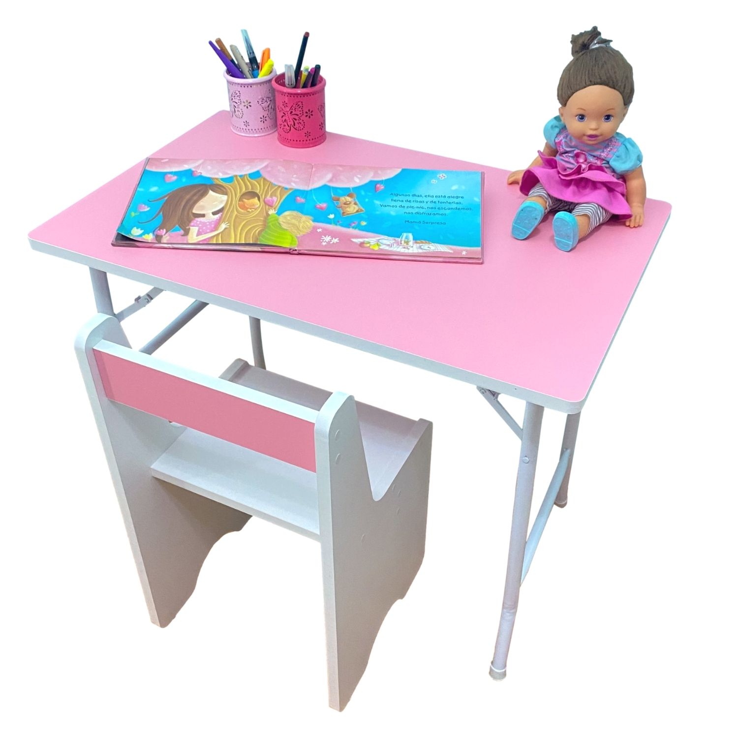 SET MESA+SILLA INFANTIL MODELO FLEX 65CM 5-9 AÑOS COLOR ROSADO