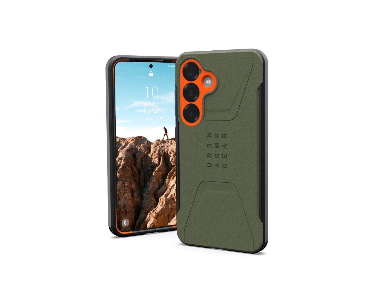 UAG Civilian Magnet for Galaxy S25 - Olive Drab/Orange