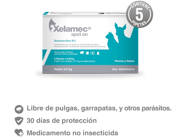 ANTIPULGAS PARA PERROS Y GATOS XELAMEC SPOT ON CJA 5 PIP X 0.25 ML