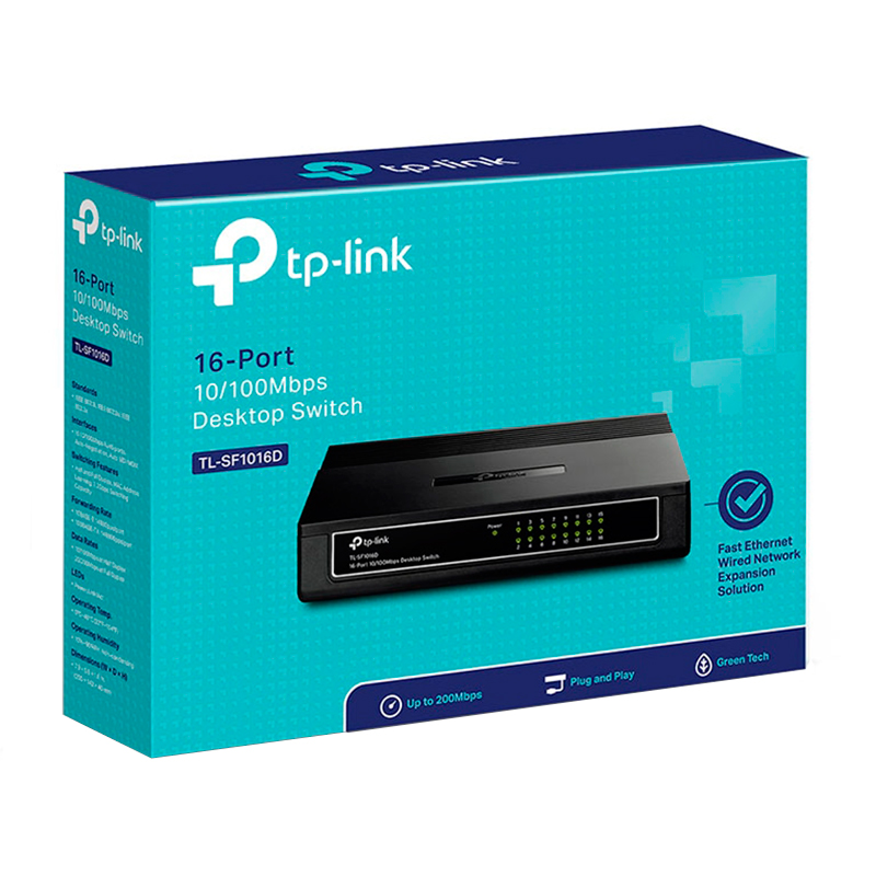 TP-LINK - SWITCH TL-SF1016D DE 16 PUERTOS 10/100MBPS