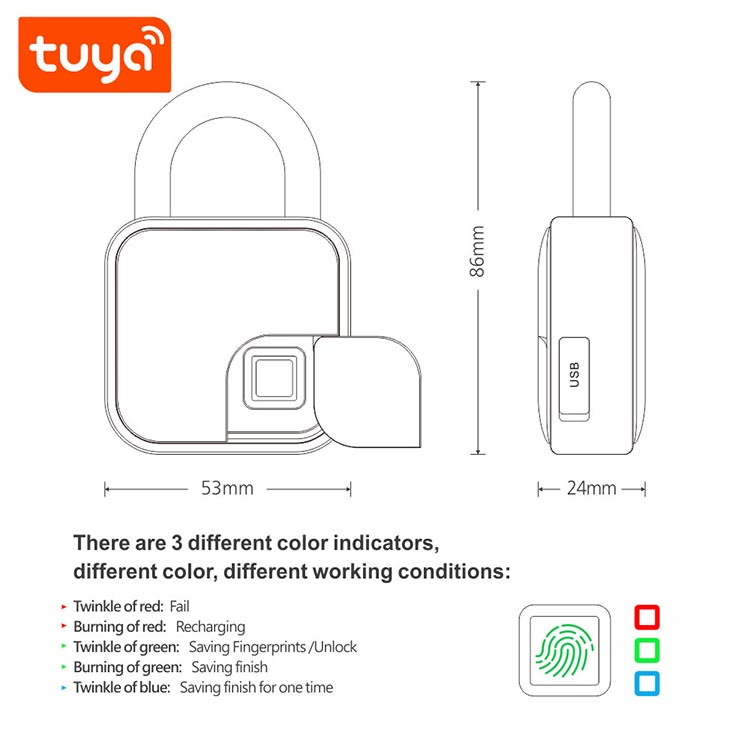 CANDADO INTELIGENTE BLUETOOTH TUYA PST-L3+