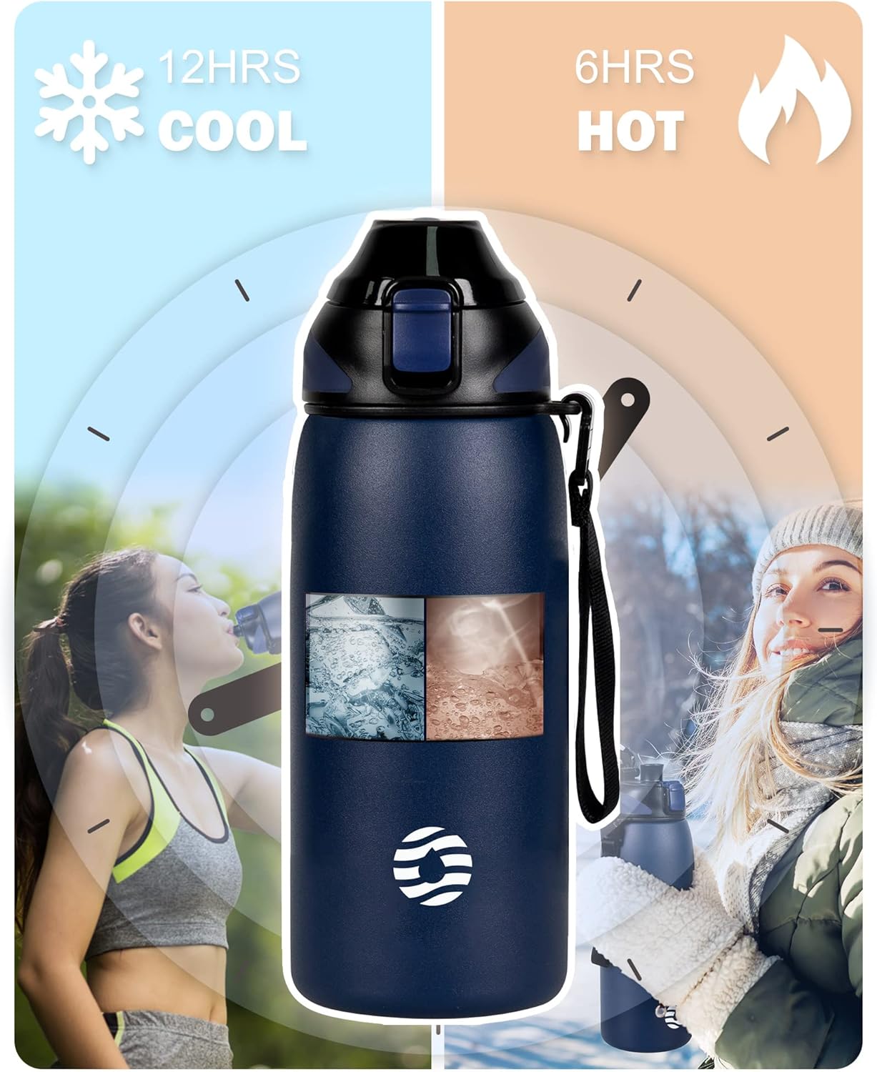 FJBOTTLE - BOTELLA DE AGUA CON AISLAMIENTO Y TAPA TRITÁN 1000ML - AZUL