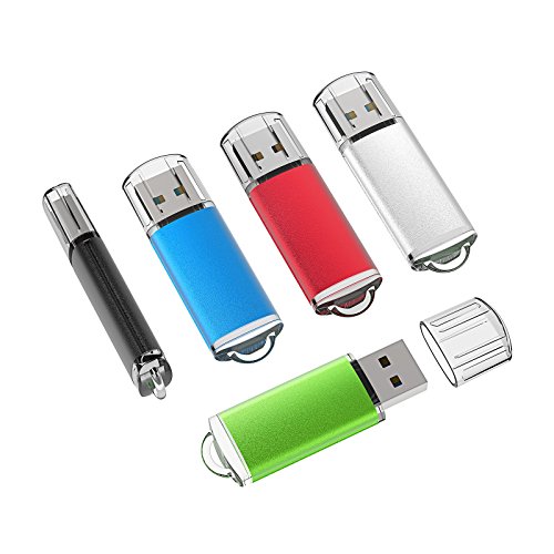 PACK DE 5 UNIDADES DE MEMORIA USB 2.0 TOPESEL 5 COLORES VARIADOS: NEGRO AZUL VERDE ROJO Y PLATA) 16GB