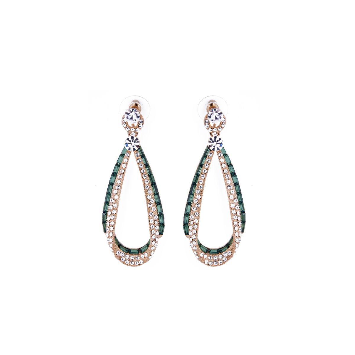 KALERY ARETES VERDES EN SWAROVSKI,LARGO 5CMS.