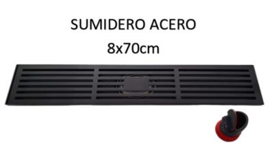 SUMIDERO DE ACERO SUS 304 RECTANGULAR 8 X 70 CM NEGRO