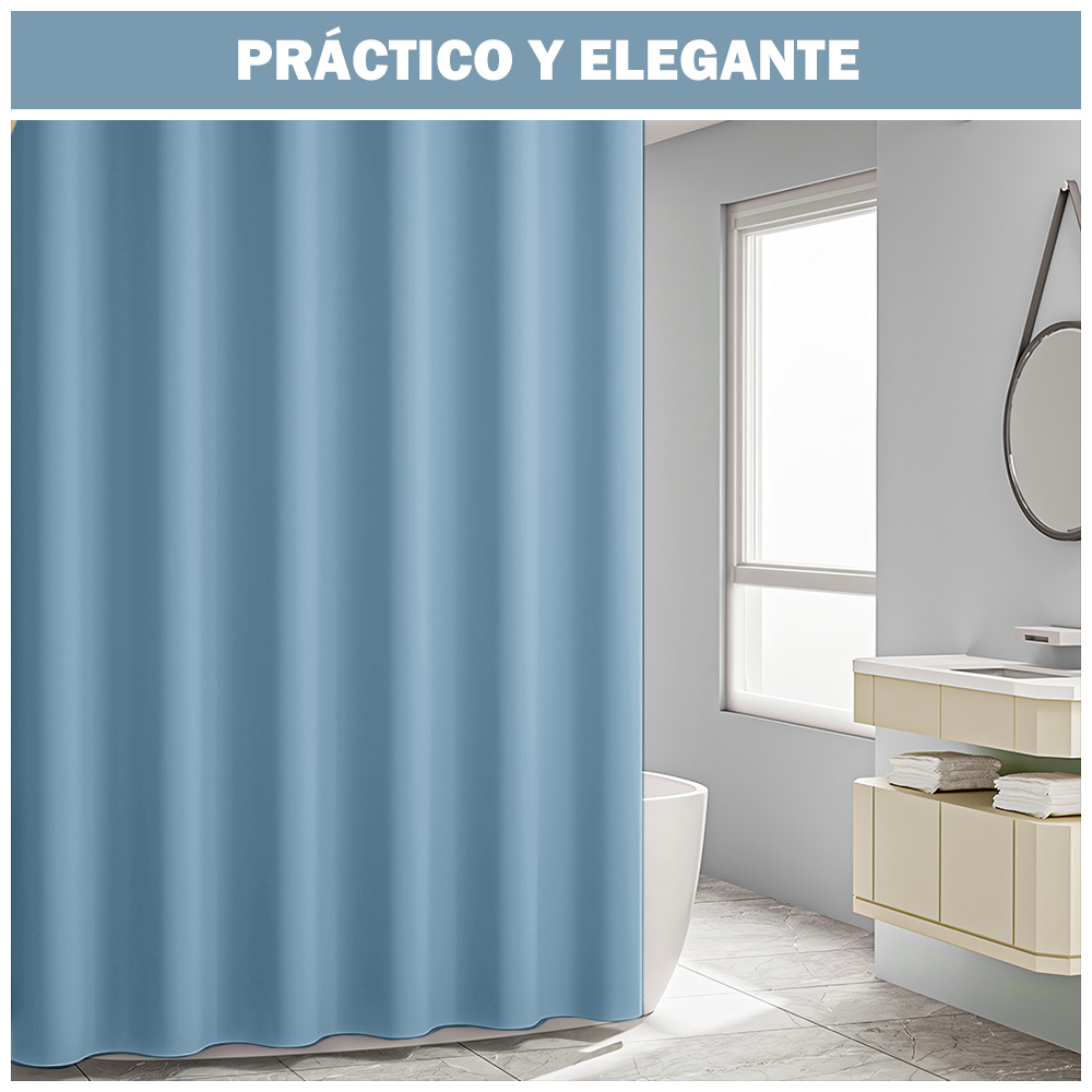 CORTINA DE BAÑO IMPERMEABLE PREMIUM CELESTE U88