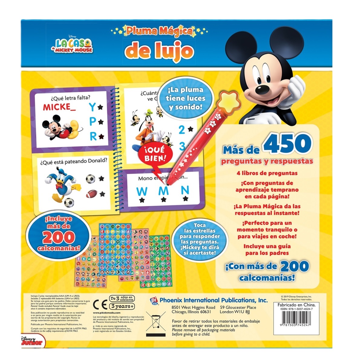 PLUMA MAGICA DE LUJO CON STICKERS MINNIE Y MICKEY