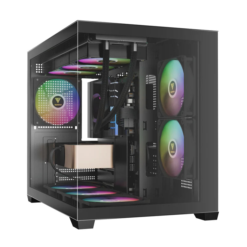 Gamdias AURA GC10M V2 M-ATX PC Case Tempered Glass with 3 ARGB Fans (Black)