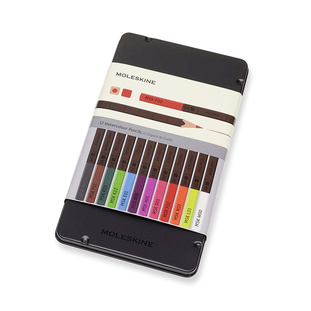Moleskine Watercolour Coloured Pencils w/ Metal Case Set [12-Pieces]