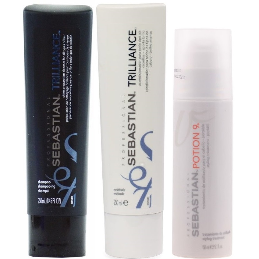 SHAMPOO 250ML + ACONDICIONADOR + POTION 9 SEBASTIAN TRILLIANCE