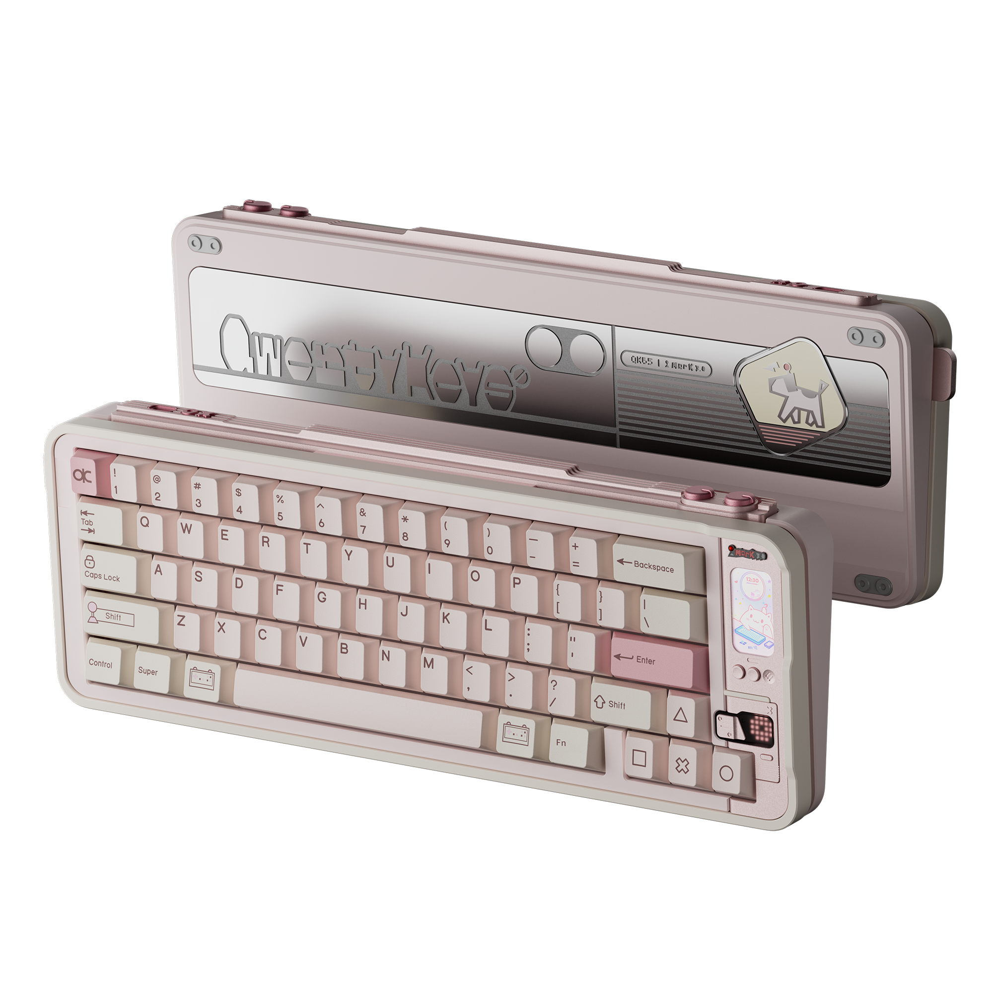 Qwertykeys QK65 Mk3 Prebuilt Wireless Mechanical Keyboard (White Peach)
