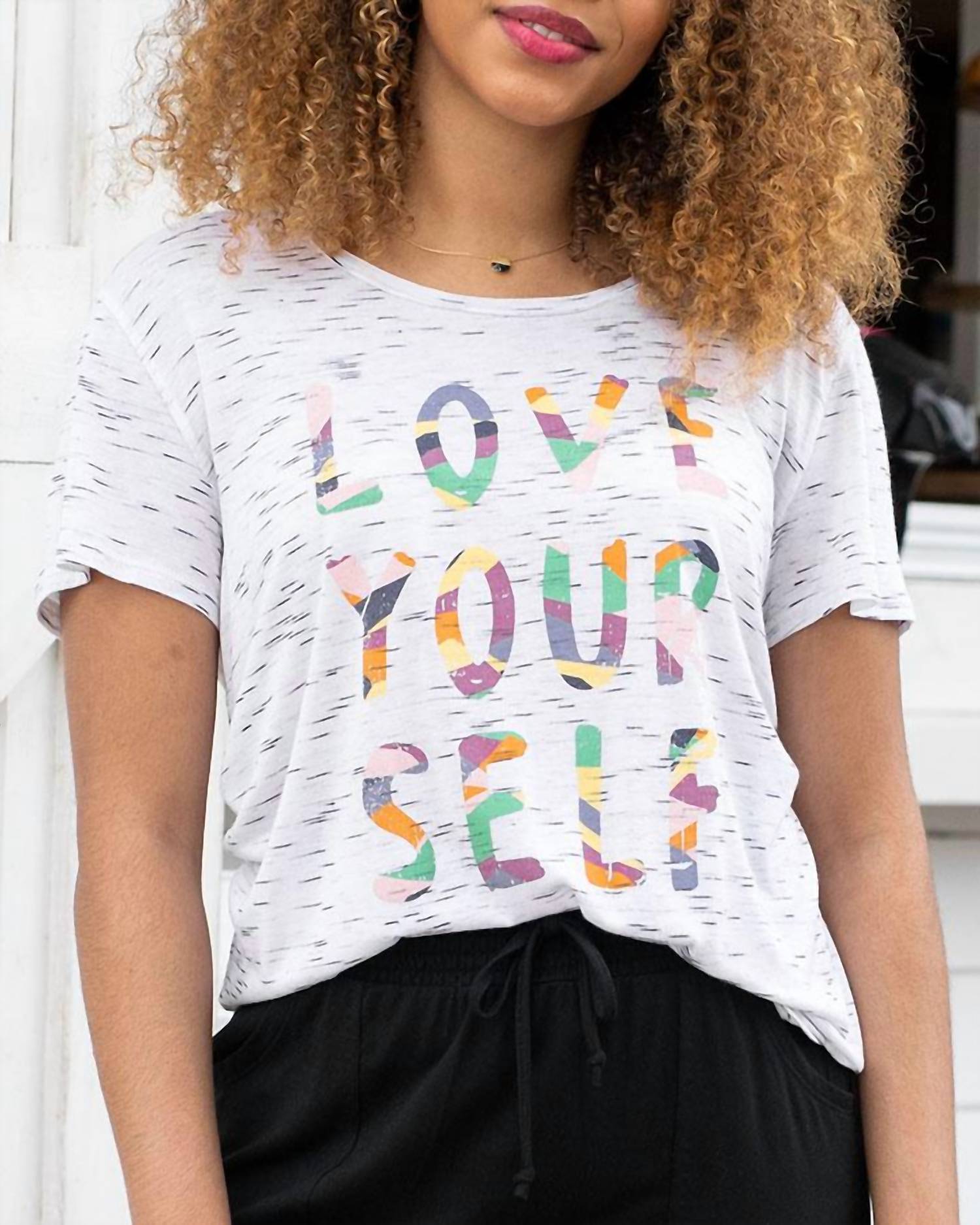 Grace & Lace Love Yourself Space Dyed Graphic Tee In Multi