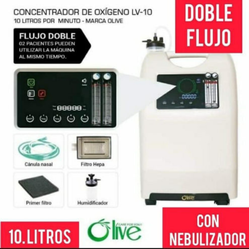 CONCENTRADOR DE OXIGENO OLIVE 10 LITROS + NEBULIZADOR