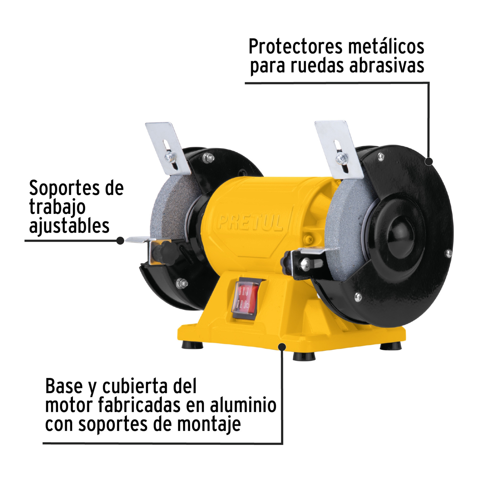 COMBO AMOLADORA 4 ½ 700W Y ESMERIL DE BANCO 5' PRETUL