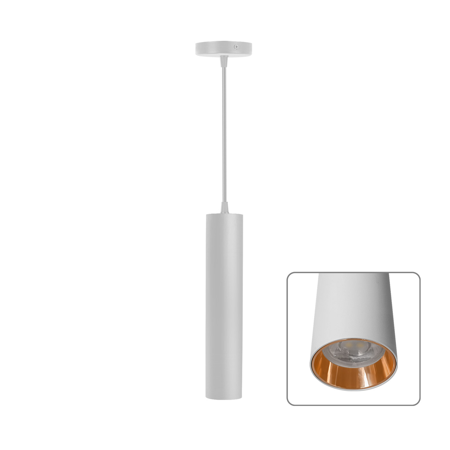 LÁMPARA COLGANTE TUBE BLANCA PARA SOCKET GU10 LIGHTECH - NO INCLUYE FOCO