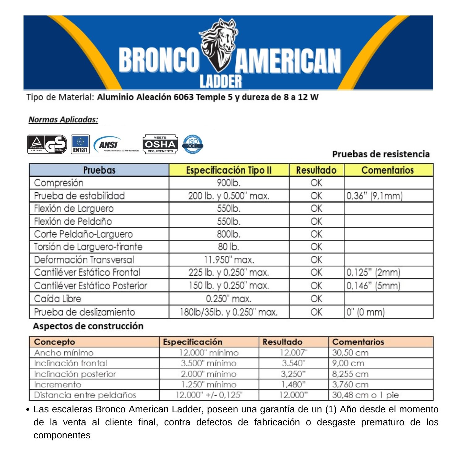 ESCALERA ALUMINIO STANDARD TIJERA DOBLE ASCENSO DE 8 PASOS CAPACIDAD DE CARGAR 175 KG - BRONCO AMERICAN