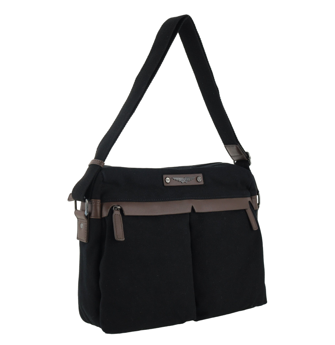 Police Rustic Men's Canvas Messenger Business Shoulder Bag 38cm Black