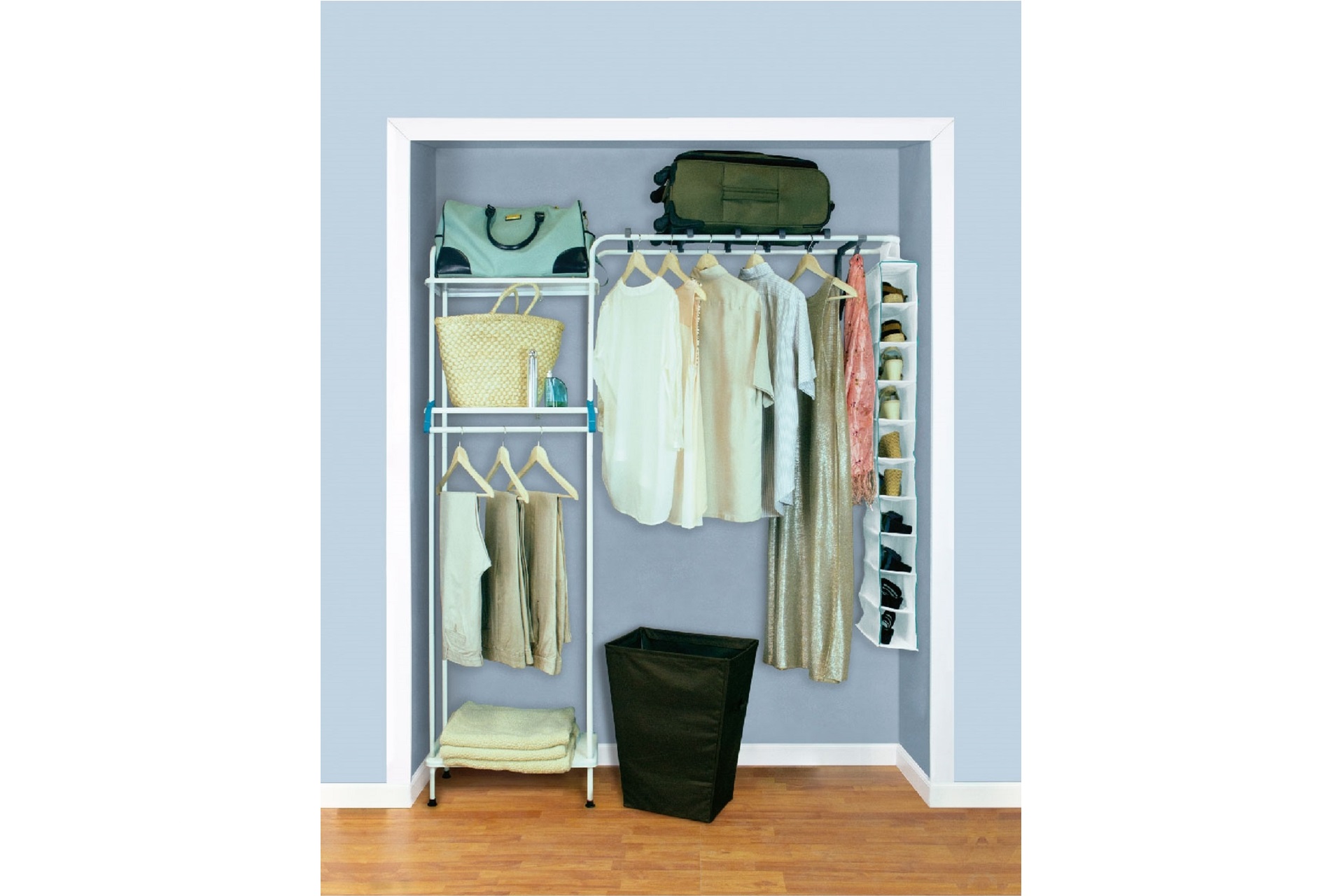 Closet Armable Konekte Con 3 Repisas De Metal Solido Resistente Color Blanco Coppel Com