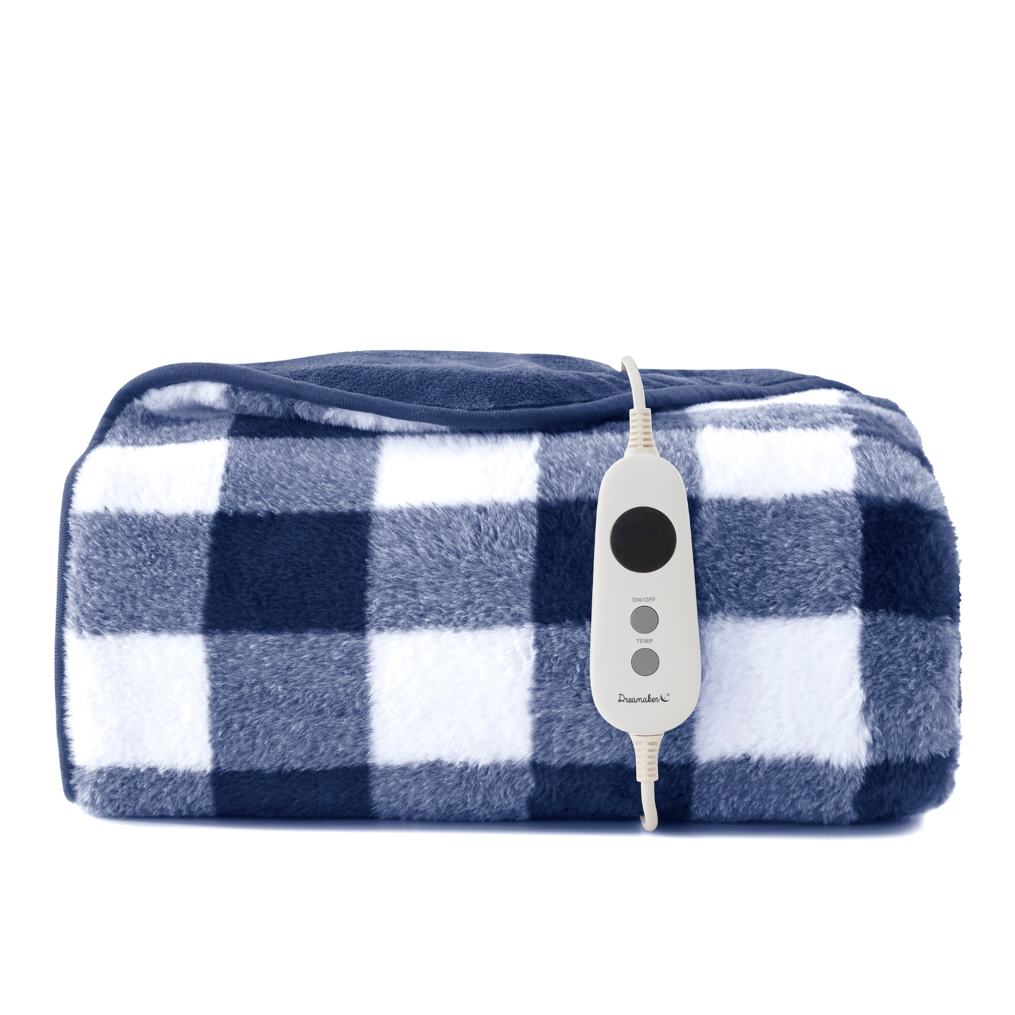 Dreamaker Gingham Plush Electric Heated Throw - Midnight Blue