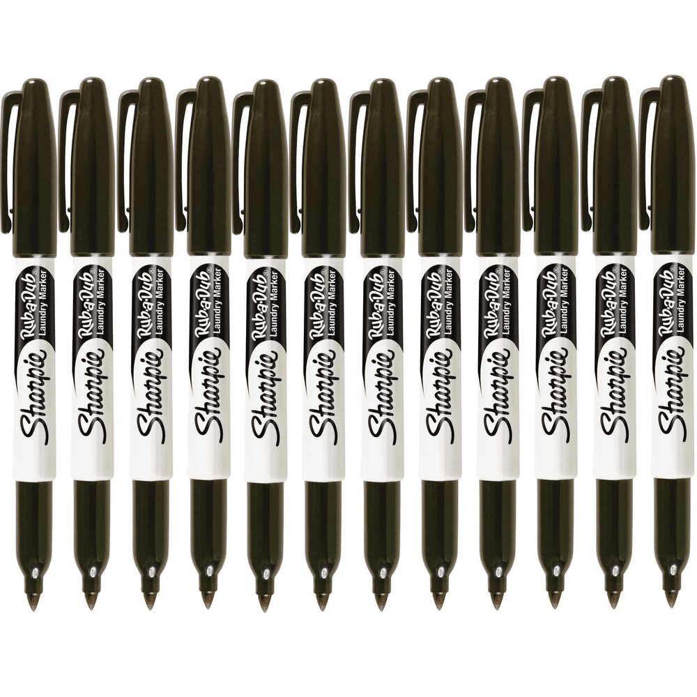 Sharpie Pack 12 Rub-A-Dub Laundry Marker Permanent 1.0mm (Black)
