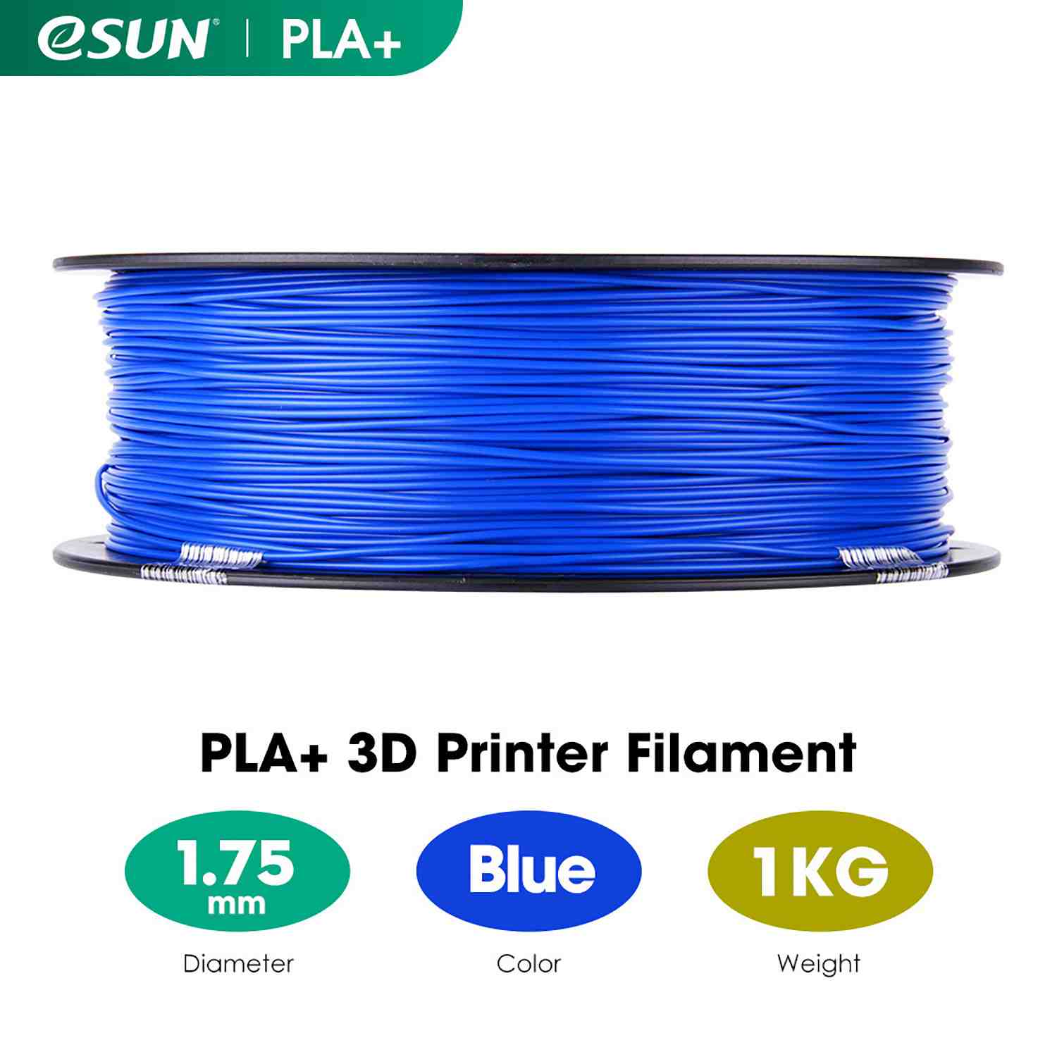 FILAMENTO IMPRESORA 3D PLA+ 1.75MM 1KG ESUN AZUL