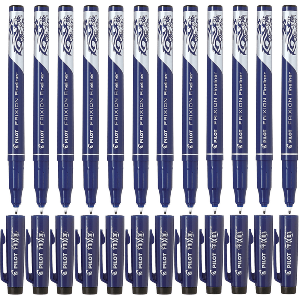 Pilot Frixion Erasable Fineliner Pens 0.45mm (Black) [Box 12]