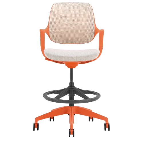 Desky Evoque Low Back Office Chair - Orange + White / Yes