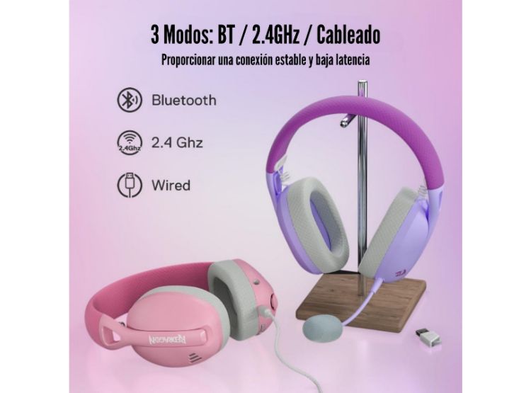 REDRAGON - AUDÍFONO IRE PRO H848 WIRELESS - PINK