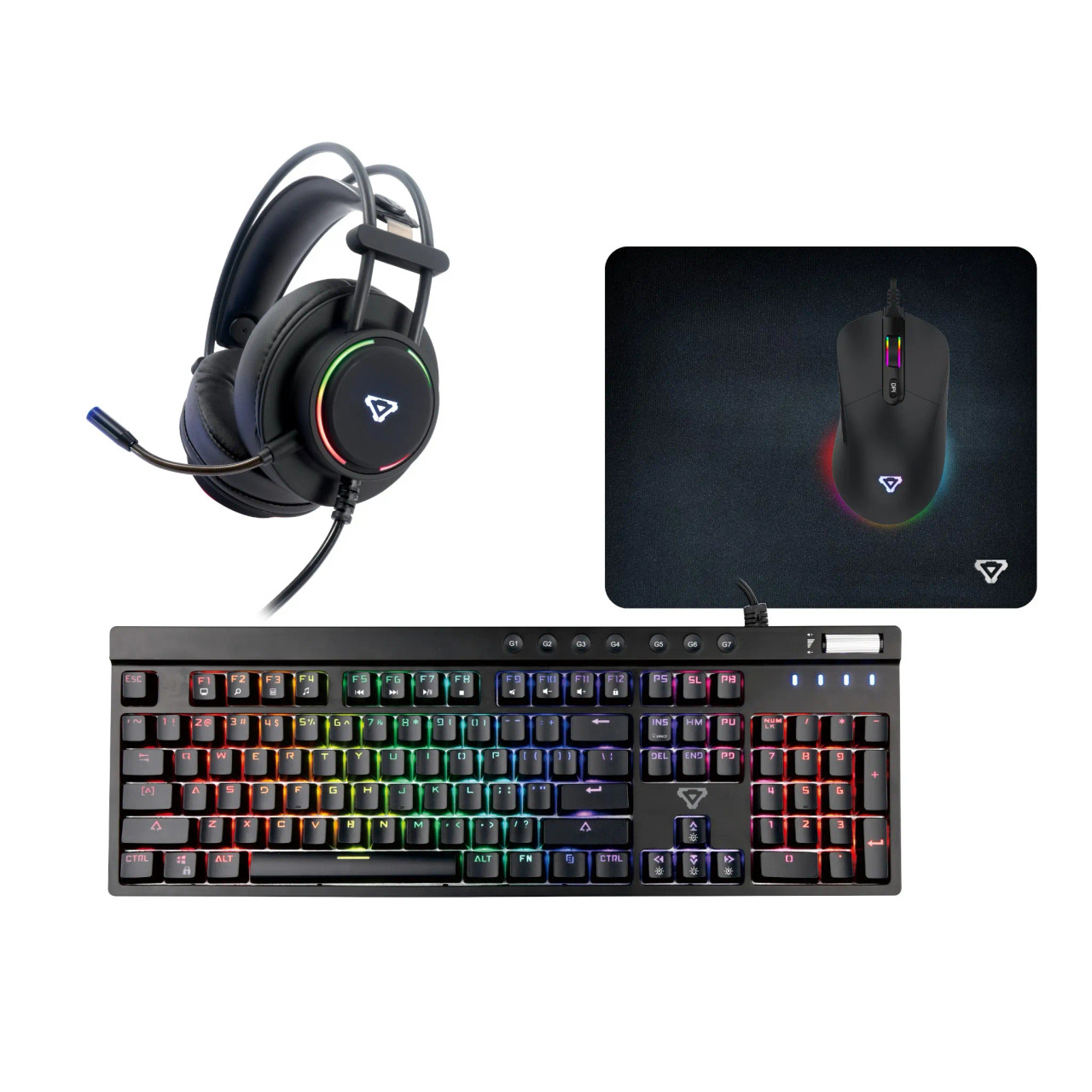 Laser 4-in-1 RGB Gaming Bundle with Keyboard Mouse Headset and Pad (Black)