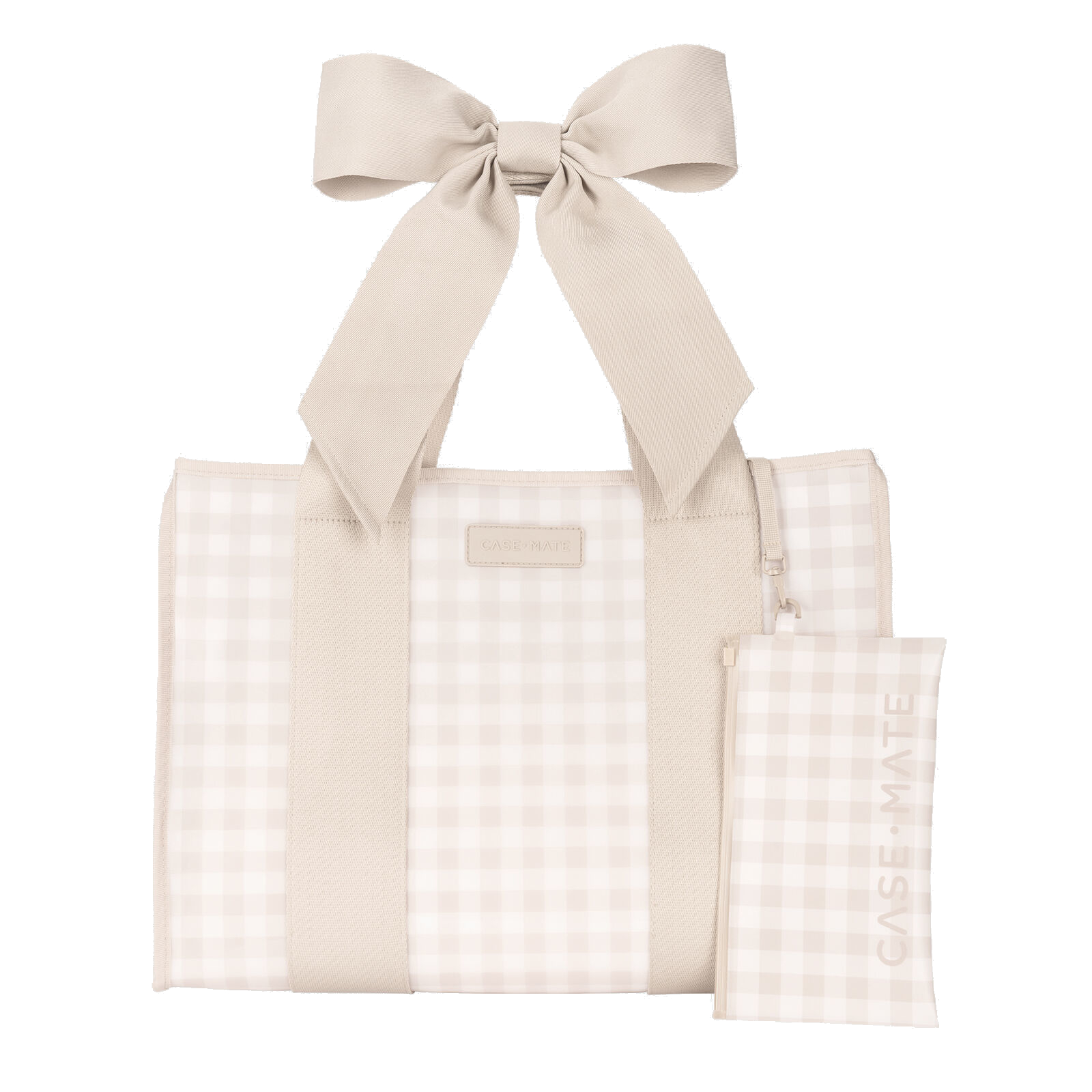 Case-Mate Latte Gingham Bow Tote with Phone Pouch
