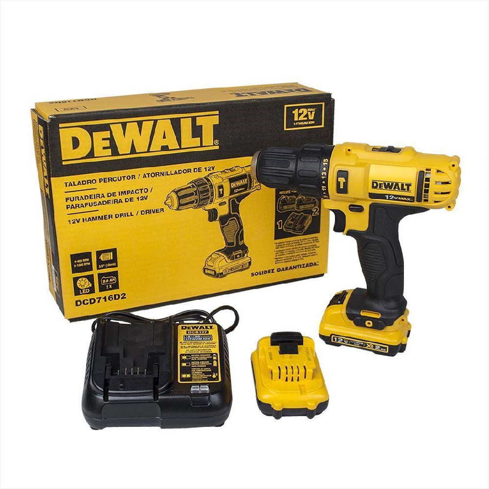 TALADRO PERCUTOR 3/8' 12V DEWALT DCD716D2 LED 2 X 2,0 AH - 2
