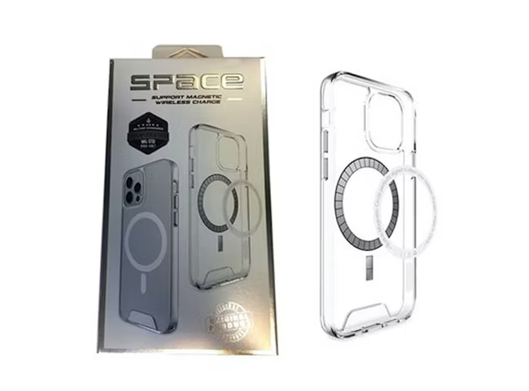 CASE SPACE MAGSAFE PARA IPHONE 15 TRANSPARENTE + MICA DE VIDRIO 11D COMPLETO
