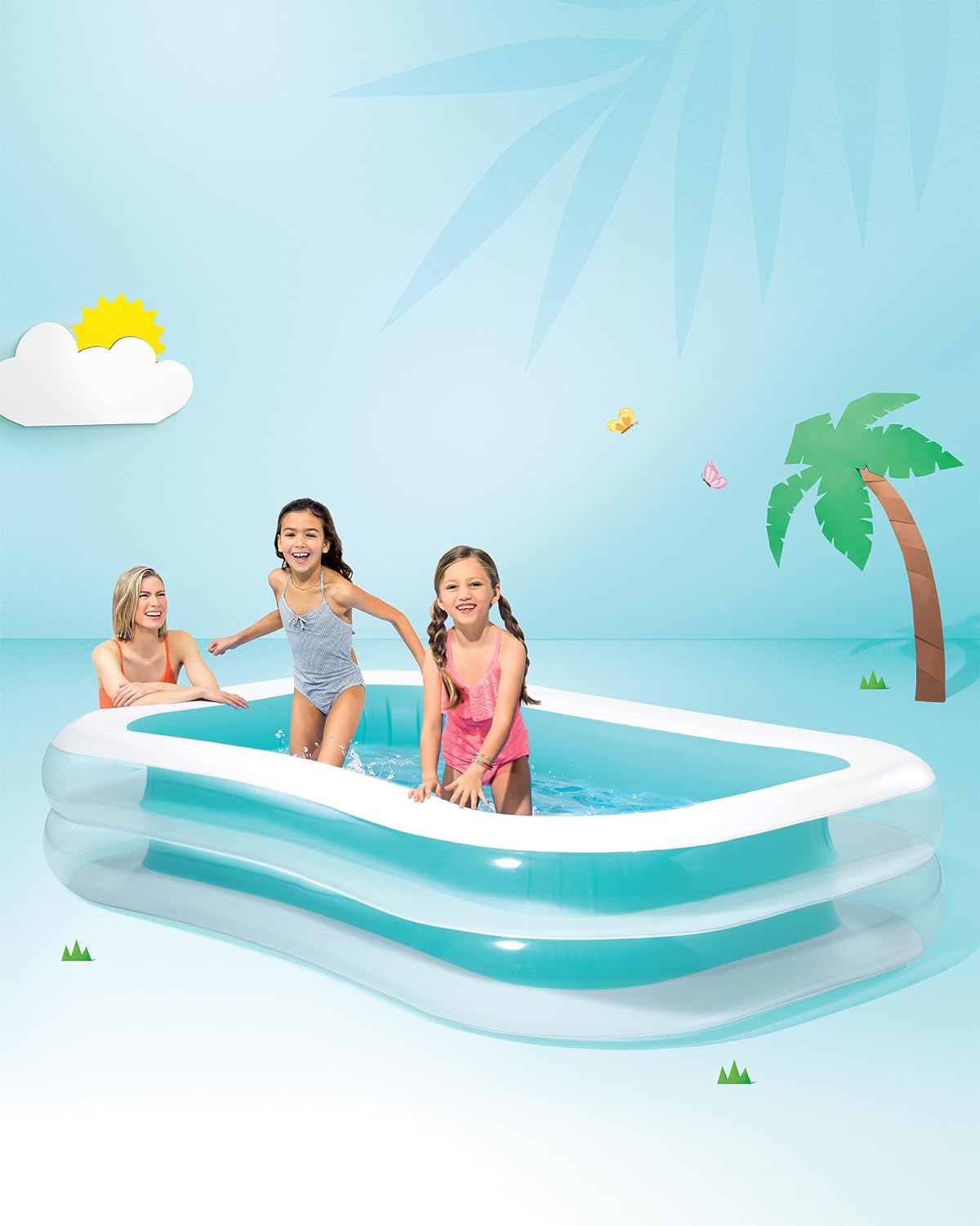 PISCINA INFLABLE FAMILIAR INTEX, 103 X 69 X 22 PULGADAS, PARA MAYORES DE 6 AÑOS