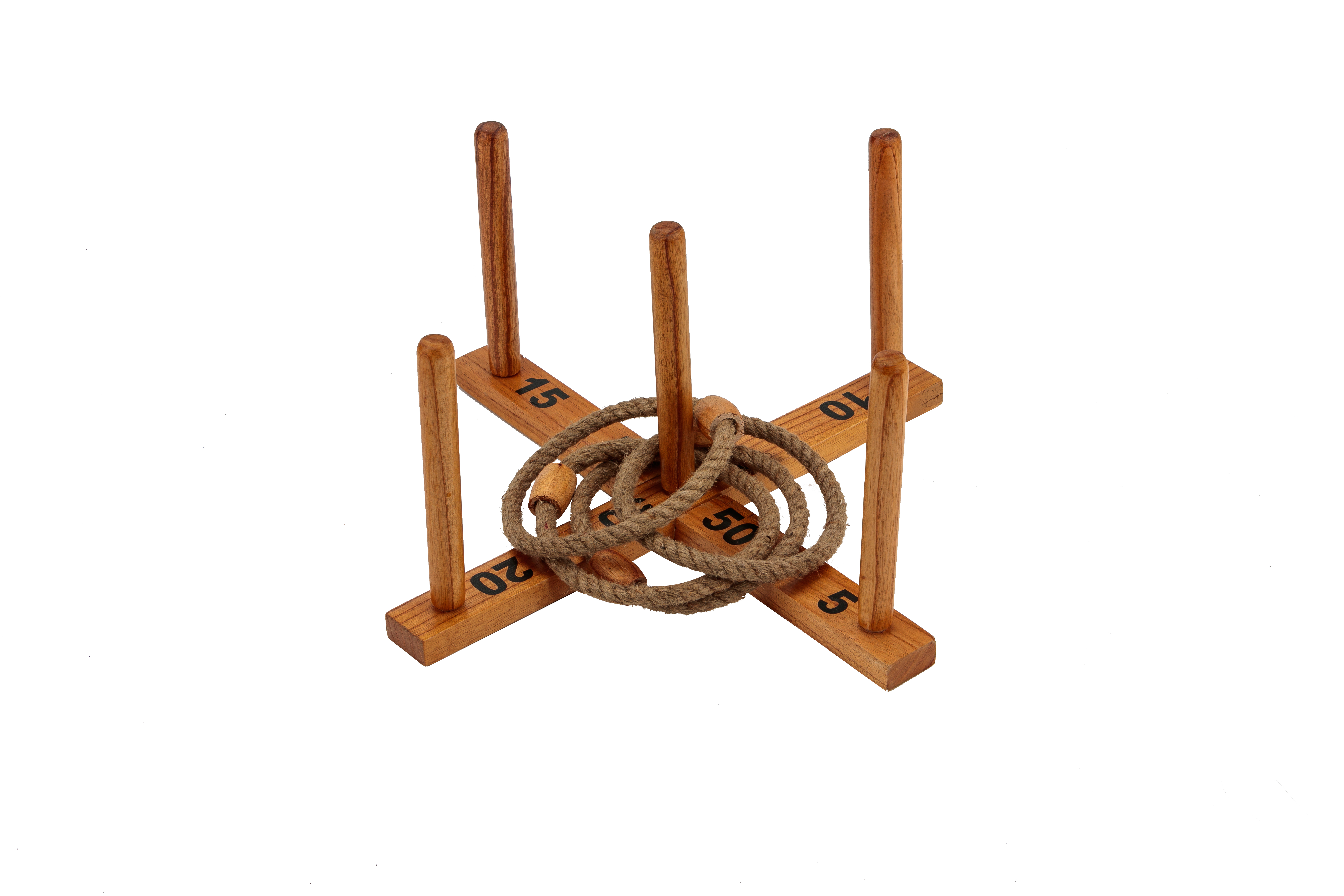 Jenjo Games Outdoor Wooden Set Rope Ring Toss Quoits Game