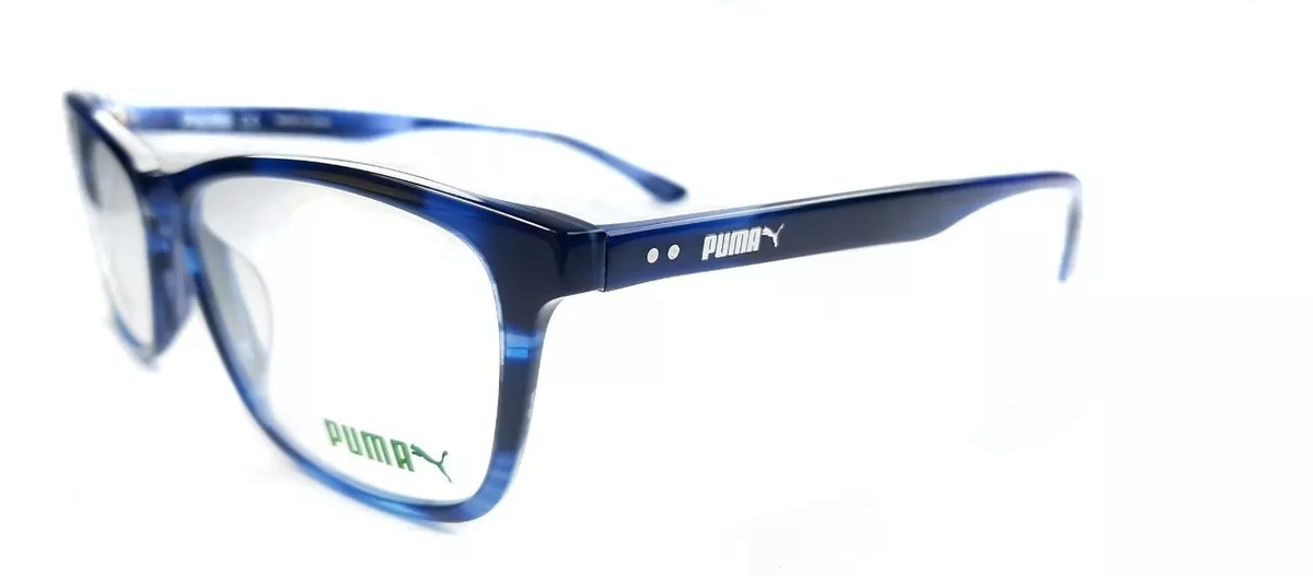 LENTES MONTURA PUMA PU01490 AZUL Y NEGRO ORIGINALES ACETATO