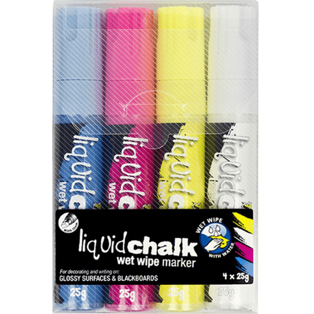 Texta Liquid Chalk Marker Wet Wipe Chisel (Assorted) [Wallet 4]